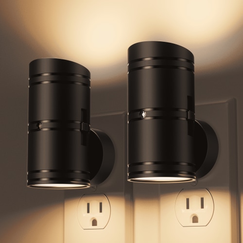 LED Night Lights Plug into Wall, Dusk to Dawn Sensor,5-300LM Adjustable Brightness, Soft White 3000K,Dimmable Night Lights for Kitchen,Hallway Bedroom,Stairs, 2 pack