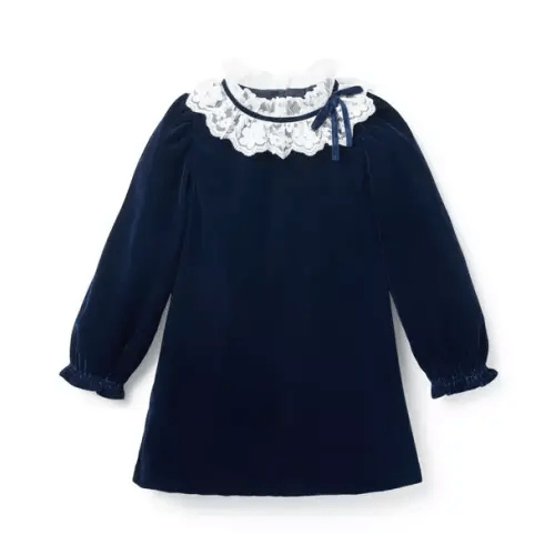 Girl Dark Sky Navy The Velvet Lace Collar Dress by Janie and Jack