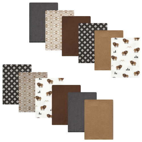 Luvable Friends Hudson Baby Flannel Burp Cloths 12pk, Buffalos