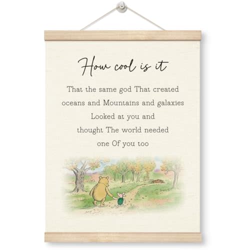WDSXWH Bible Verse Wall Art, Inspirational Bear Decor, Motivational Home Office Decorations, Christian Poster, Classic Bear Wall Decor for Nursery Classrooms Bedroom Living Rooms