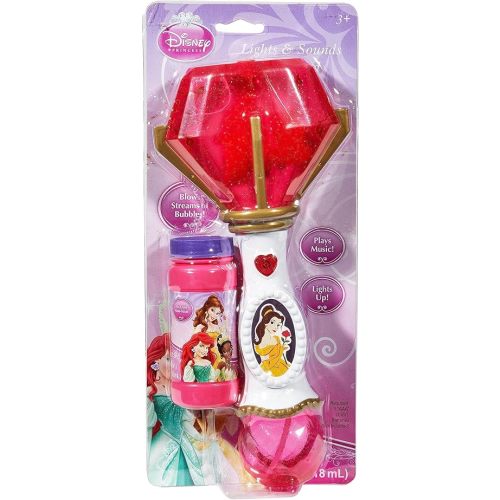 Little Kids Disney Princess Beauty and The Beast Belle Light and Sound Musical Bubble Wand, Includes Bubble Solution