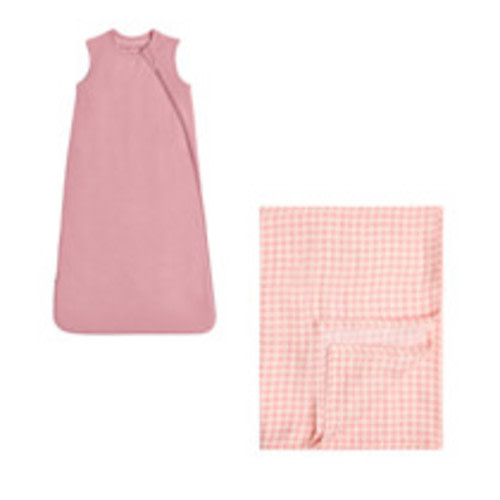 Tiny Kind Swaddle Blanket & Sleep Bag Set - Pink Gingham, Small