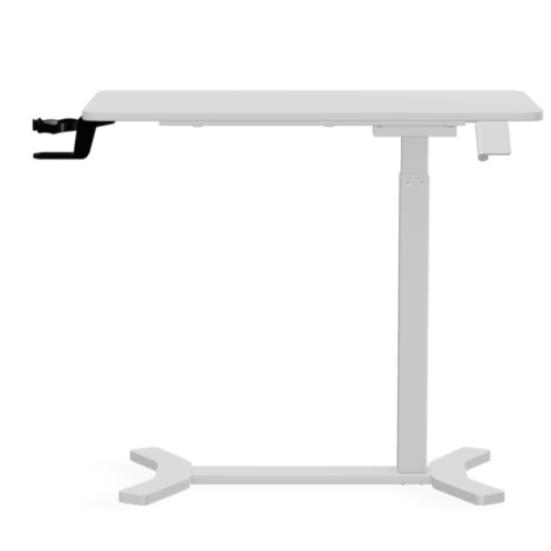 FLEXISPOT H7 Adjustable Overbed Bedside Table with Wheels Pneumatic Mobile Standing Laptop Desk Rolling Computer Cart Movable Overbed Table Hospital Home Use (31.5" W x 17.7" D, White Large)