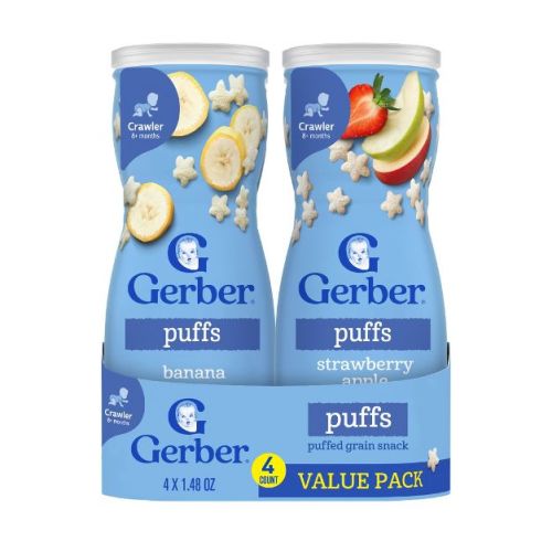 Gerber Baby Food Strawberry Apple & Banana Puffs Variety Pack Baby Snack - 4ct/1.48oz