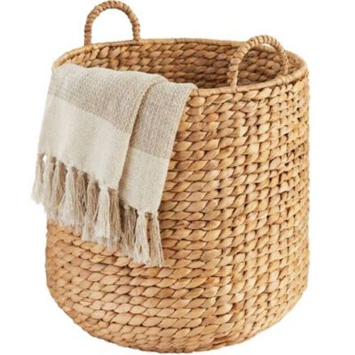 Best Choice Products Round Storage Basket w/ Handles, Handwoven Water Hyacinth, Storage Organizer Tote - Natural