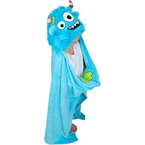 Lazy One Wearable Hooded Blanket for Kids, Animal Hooded Blanket (Monster)