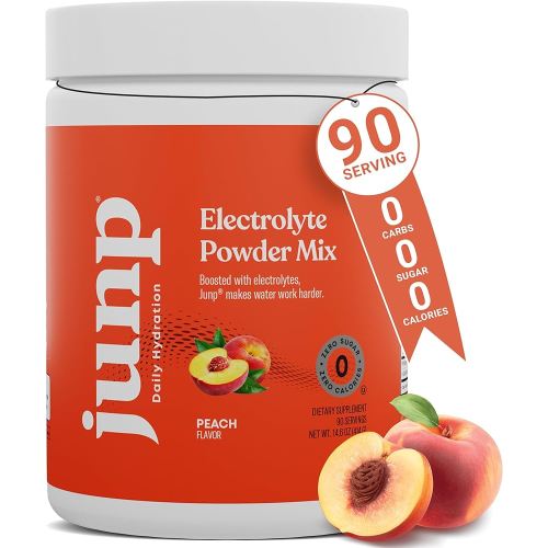 JUNP Electrolytes Powder No Sugar No Carbs, Orchard Fresh Juicy Peach Keto Electrolyte Drink Mix, Potassium & Salt Hydration Powder Electrolytes Zero Calorie Sugar Free Electrolyte Powder, 90 Servings