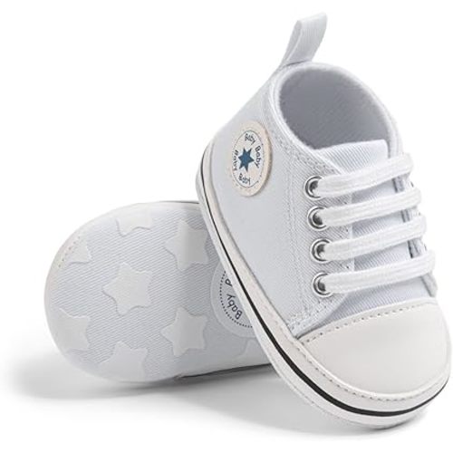 Meckior Save Beautiful Baby Girls Boys Canvas Sneakers Soft Sole High-Top Ankle Infant First Walkers Crib Shoes