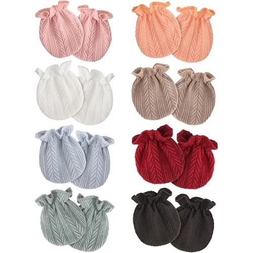 8 Pairs Newborn Baby Mittens No Scratch Wrist Gloves Infant Baby Mittens for Newborn Baby Boy Girl Toddler 0-6 Months