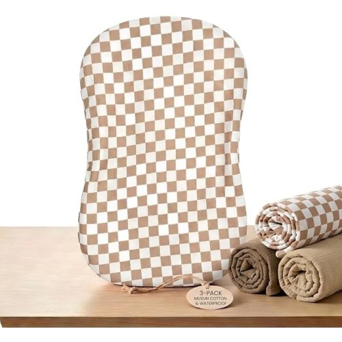 3 Pack Muslin Baby Lounger Cover Compatible with Snuggle Me-Checkered
