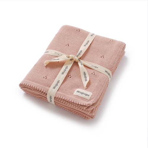 YIXPOH Baby Blanket 100% Organic Cotton Knit Swaddle Blanket Soft Warm Receiving Blanket for Newborns Pink