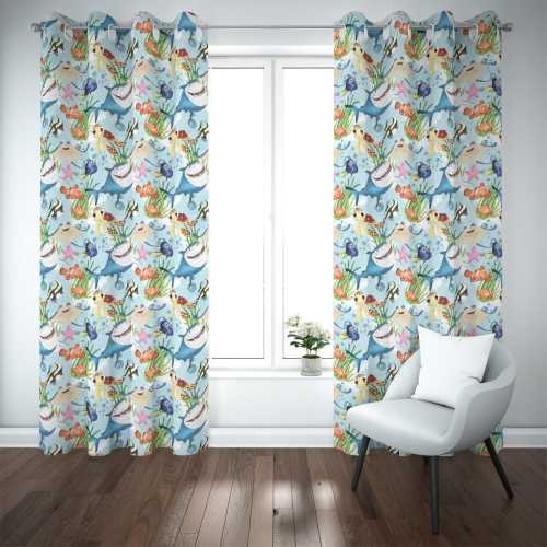 Finding Nemo Blackout Curtains – 2 Panel Pixar Nursery Set, Ocean Adventure Baby Room Decor