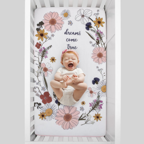 Harriet Bee Evertt Fitted Keep Blooming 'Dreams Come True' Wild Flowers Photo Op Nursery Fitted Crib Sheet | Wayfair