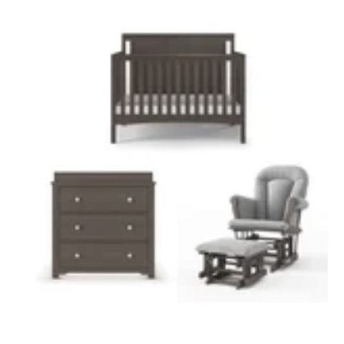 A changing table/dresser , crib & chair swivel!