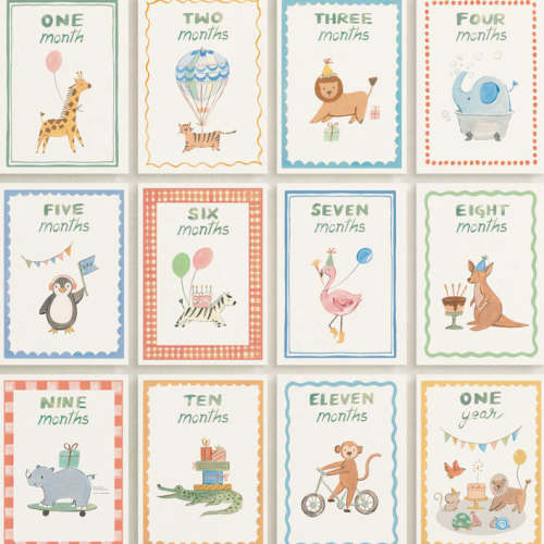 Fun Zoo Animals Baby Milestone Cards by Teju Reval