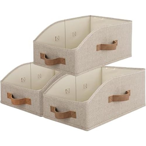 StorageWorks Closet Organizers Trapezoid, Brown and Beige, Medium, 3-Pack