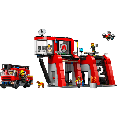 Fire Station with Fire Truck