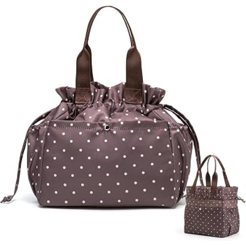 MEXS Lunch Bag for Women Reusable Drawstring Insulated Lunch Box Stain-Resistant Large Cinch Closure Lunch Bags for Work Office