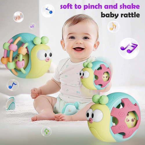 Baby Toys, Cartoon Animal Rattle Toys, Handbells Baby Rattles, Baby Toys for Infant, Best Birthday Gift for Newborn (Yellow)