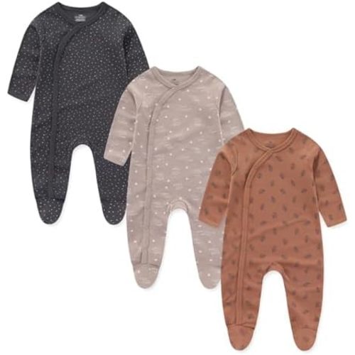 Baby Girls Boys Long Sleeve Printed Bodysuit Infant Foot Jumper Cotton One-Piece Romper 0-12 Months