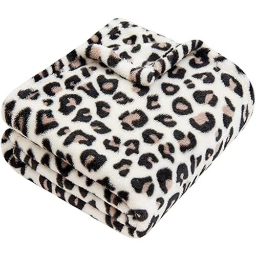 Yurhap Leopard Print Baby Blanket Fleece Baby Blankets for Boys Girls, Ultra Soft Cozy Fluffy Infant Toddler Newborn Receiving Blankets for Crib Stroller, 30"x40", Cream