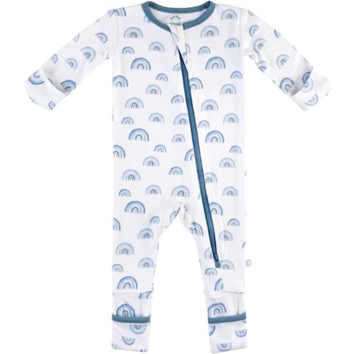Dreamland Baby Bamboo Viscose Baby Pajamas (0-9 months). Ultra Soft Viscose Sleepers with 2-Way Zipper, Mitten & Foot Cuffs