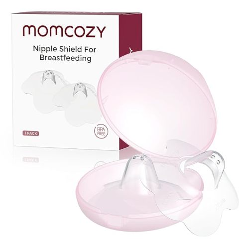 Momcozy Silicone Nipple Shields for Breastfeeding, Flower Shape Petal Design, Ultra Thin & Soft for Flat or Inverted Nipples, Flexible Nursing Shield, BPA/BPS Free (1 Pair, 17mm)