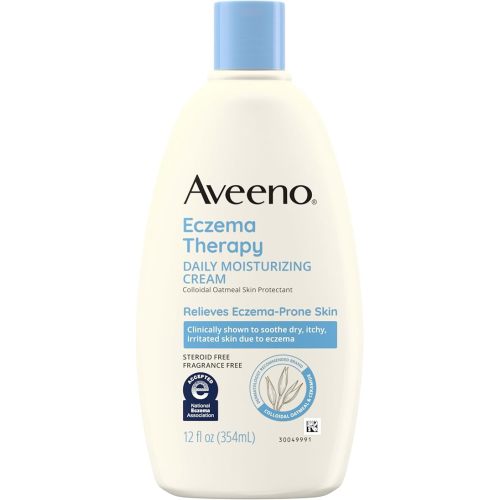 Aveeno Eczema Therapy Daily Moisturizing Body Cream for Sensitive Skin, Soothing Eczema Relief Cream, Colloidal Oatmeal & Ceramide for Dry & Itchy Skin, Steroid- & Fragrance-Free, 12 oz