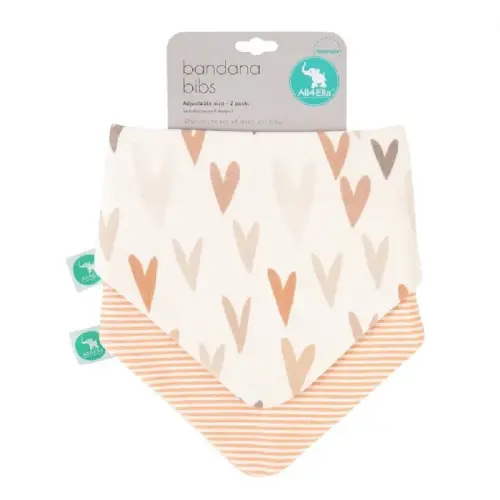 All4Ella Bandana Bibs Hearts - 2 Pack | Baby Bunting AU