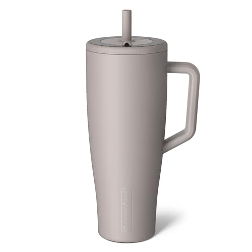 BrüMate Era 40 oz Tumbler with Handle and Straw | 100% Leakproof Insulated Water Bottle Tumbler with Lid and Flexible SoftSip Straw | Made of Stainless Steel | Cup Holder Friendly | 40oz (Mocha)