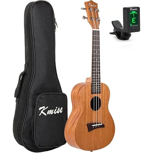 Concert Ukulele,Kmise 23 Inch Mohogany Ukelele with Bag and Digital Tuner for Adults Beginners