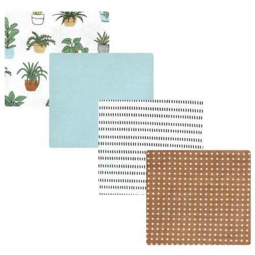 Luvable Friends Hudson Baby Flannel Receiving Blankets 4pk, Botanical Plants