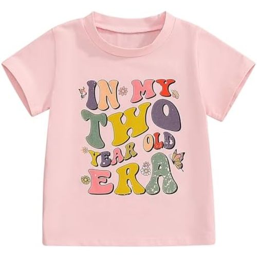 Kids Toddler Baby Girls Birthday T-Shirt in My ONE/Two/Three/Four/Five/SIX Year Old Era Retro Groovy Top