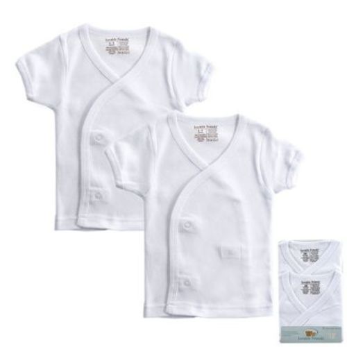 Luvable Friends Baby Unisex Side Snap Shirts, White Short-Sleeve, 0-3 Months