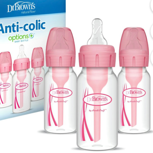 Dr. Brown's Natural Flow Anti-Colic Options+ Narrow Baby Bottle, Pink, 4oz, Slow Flow, 0m+, 3-pack - Walmart.com