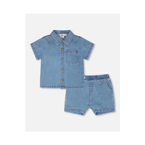 Light Blue Chambray Top and Short Set, 3M