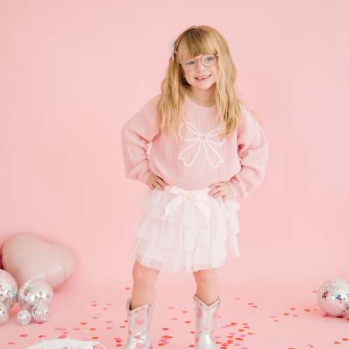 Coquette Bow Knit Sweater, Blush Pink - Sweet Wink | Maisonette