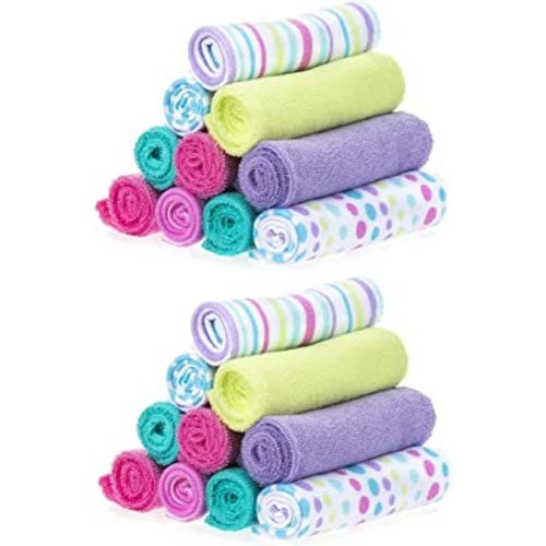 Spasilk Washcloth Wipes Set for Newborn Boys and Girls, Soft Terry Washcloth Set, Pack of 20, Aqua