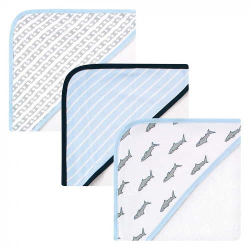 Hudson Baby Infant Boy Rayon from Bamboo Rich Hooded Towels, Sharks