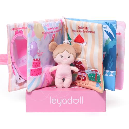LeyaDoll Interactive Sensory Soft Cloth Book, Educational Crinkle Quiet Activity Busy Book for Babies,Toddler Travel Toy Gift for 1-3 Year Old Boys and Girls (Dress Me Right)