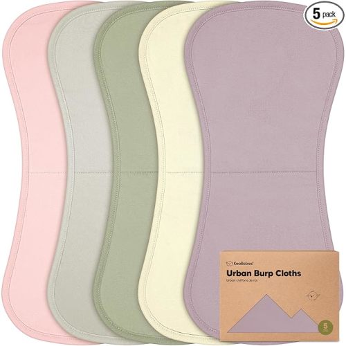 Organic Burp Cloths Baby Boy & Girl - 5-Pack Super Absorbent Cotton Burping Cloths for Babies, Soft & Plush Newborn Spit Up Rags, Infant Towels for Milk Spit Up, Unisex, Large 21" x 10" (Embrace)