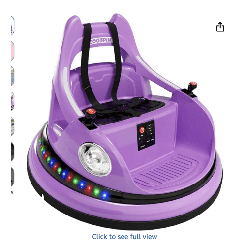Bumper Car for Kids, 12V Ride on Bumper Car for Toddler with Remote Control, 2-Speed, 2 Driving Modes, 360°Spin, Anti-Collision Padding, Lights, Music, Electric Bumping Car for Children 1.5-6, Purple