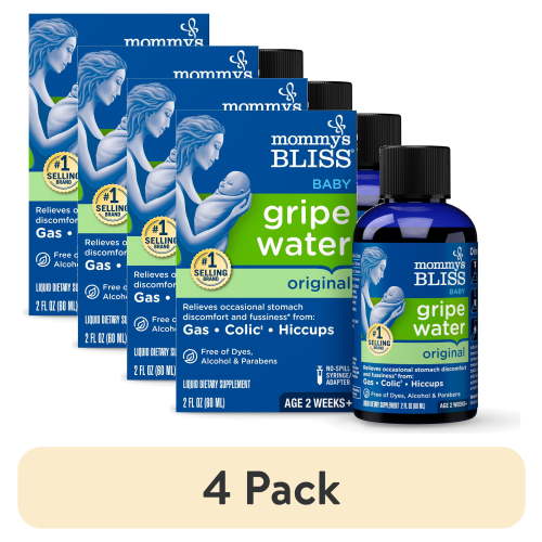 (4 pack) Mommy's Bliss Gripe Water Original, Relieves Stomach and Gas Discomfort, 2 fl oz