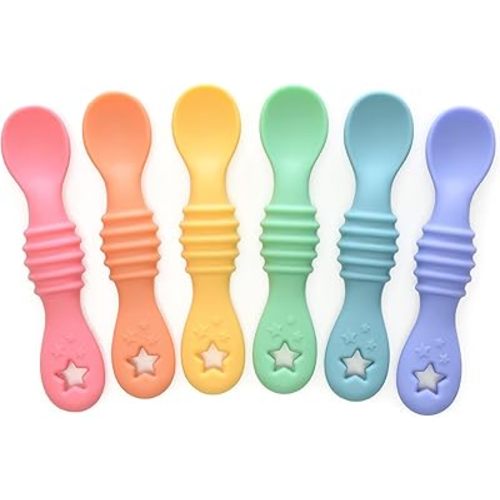 PrimaStella Little Dippers - First Stage Silicone Baby Spoon 6 Pack