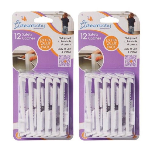24pc Dreambaby Self-Locking Cabinet/Drawer Baby/Children Safety Catches White
