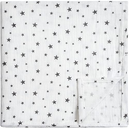 Meracorallo Muslin Swaddle Blanket, 100% Cotton Receiving Blanket Soft and Breathable Swaddle Wrap for Baby Boys and Girls, Star