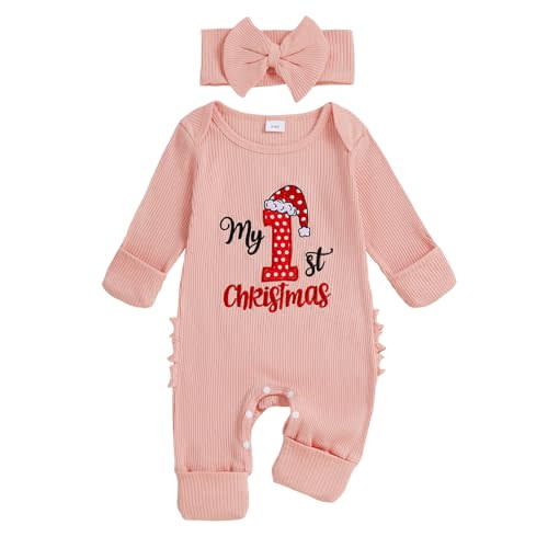 My First Christmas Baby Girl Outfit Newborn Long Sleeve Romper Onesie Infant Jumpsuit Fall Winter Clothes Outfits