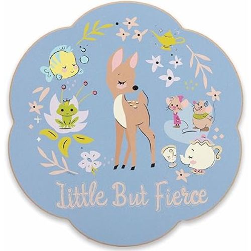 Open Road Brands Disney Little But Fierce Sidekicks Scalloped Wood Wall Decor - Adorable Disney Friends Wall Art for Kids' Bedroom or Nursery
