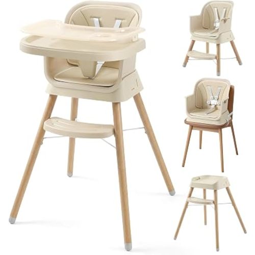 Mallify 6 in 1 Convertible Baby High Chair with Removable Double Tray