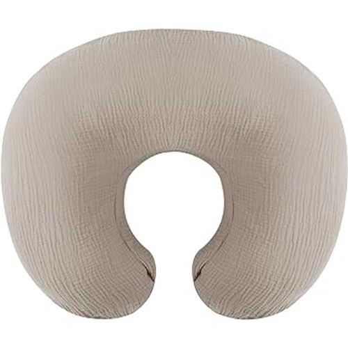 Onacosht Muslin Nursing Pillow Cover Soft 100% Cotton Feeding Pillow Slipcover Fits Standard Infant Nursing Pillow for Baby Boy and Girl, Fog